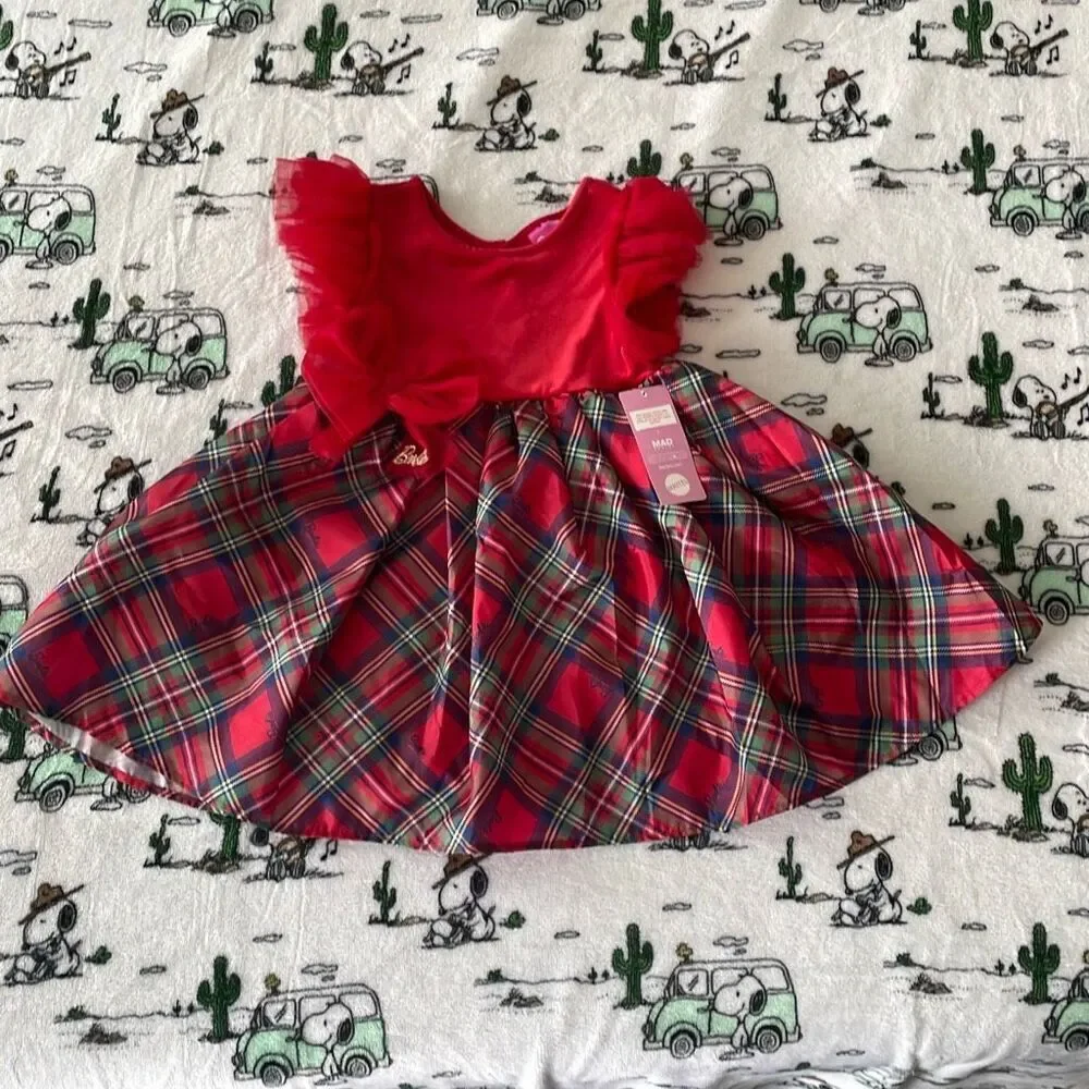 Barbie plaid toddler girl Christmas holiday party dress size 4T new with tags